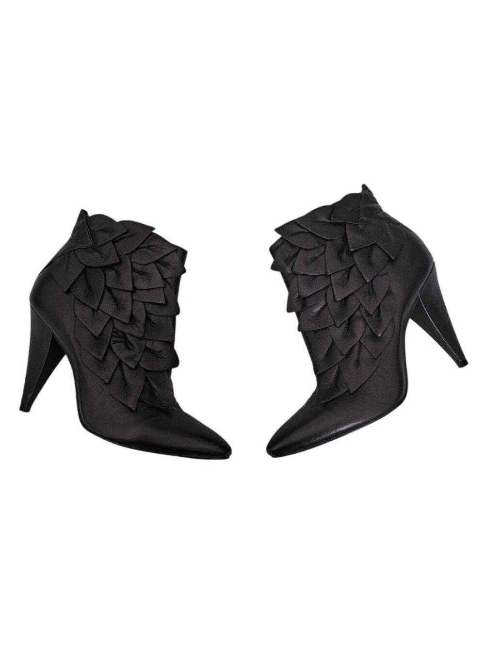 Kelsi Dagger Women's Black Leather Upper Pointed Toe Leaf Pansy Booties Size 7 ½ - Picture 2 of 14